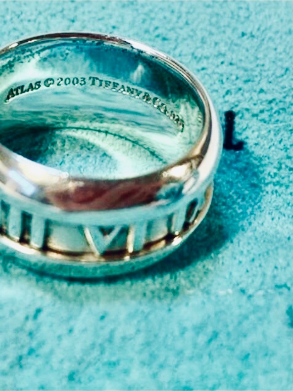 Tiffany & Co. Atlas 2003 Wide Band Ring Sterling Silver 925 Size US 4.5 W/Pouch - Picture 6 of 11
